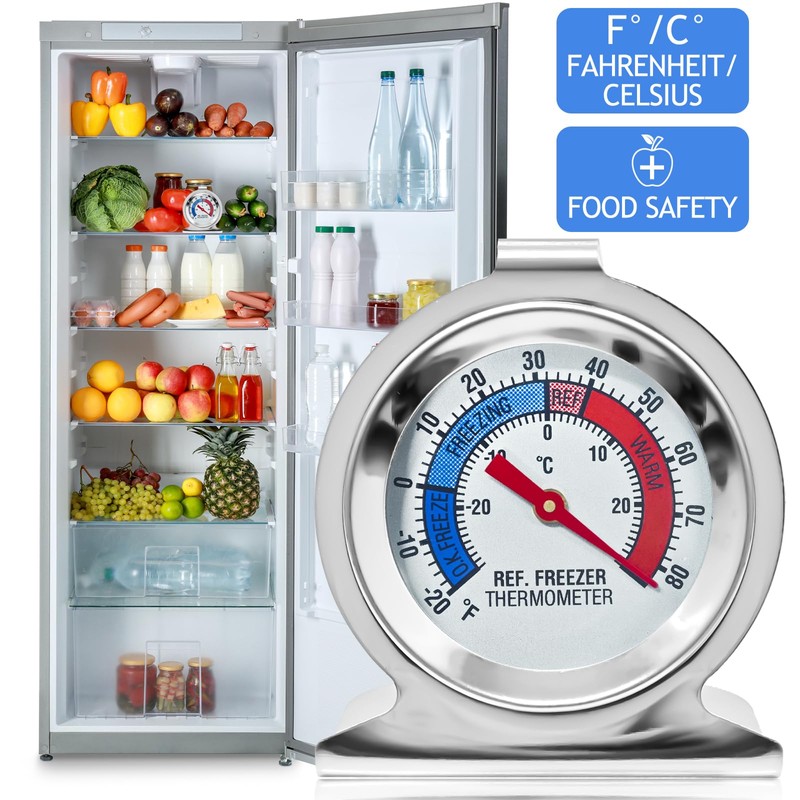 12 Pack Refrigerator Freezer Thermometer Large Dial Fridge Thermometer with
