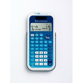Texas Instruments TI-34 MV Schulrechner (Multi View, 4-zeilen Display, Solar- und Batteriebetrieb) Blau-Weiß