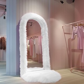 Full Length Mirror, Full Body Mirror with Stand, Hanging or Leaning for Wall, Aluminum Alloy Thin Frame Floor Standing for Bedroom, Living Room, Cloakroom Decor mirrors Full Length - Color: Black Arched, Size: 21" x 64"