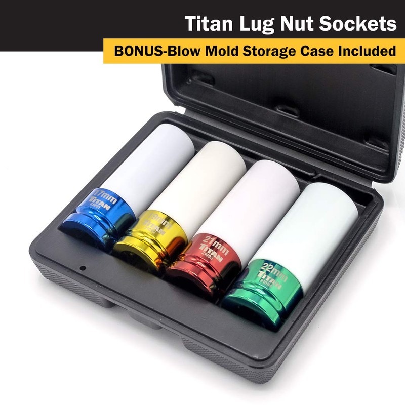 TITAN 21095 4-Piece 1/2-Inch Drive Non-marring Impact Deep Lug Nut