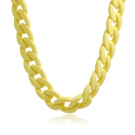 Fashion Multicolor Acrylic Figaro Chain Necklace Cuban Thick Chunky Resin Link Curb Chain Necklace for Women Party Festival Jewelry-A yellow