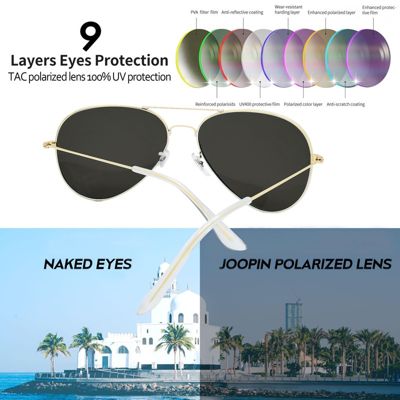 Joopin Polarized Green Aviation Sunglasses for Men, Military Style Sun