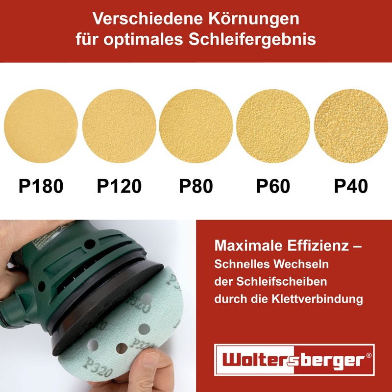 Woltersberger Sanding Disc, 150 mm, Gold, Green, Red