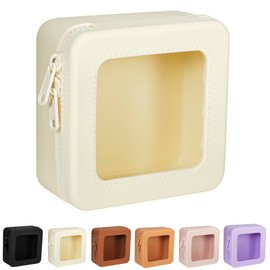 JOVAKIT Clear Makeup Bag Square Portable Silicone Travel Cosmetic Bag for Women, Transparent Toiletry Bags, Gifts for Women Make Up Pouch Car Organizer Case with Zippers for Essentials (Beige)