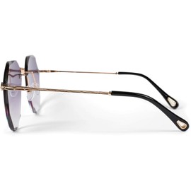 styleBREAKER 09020106 Women's Aviator Sunglasses Frameless with Tinted Lenses in Diamond Cut, Embossed Temples, Polygonal Lenses, Frame gold / glass grey gradient