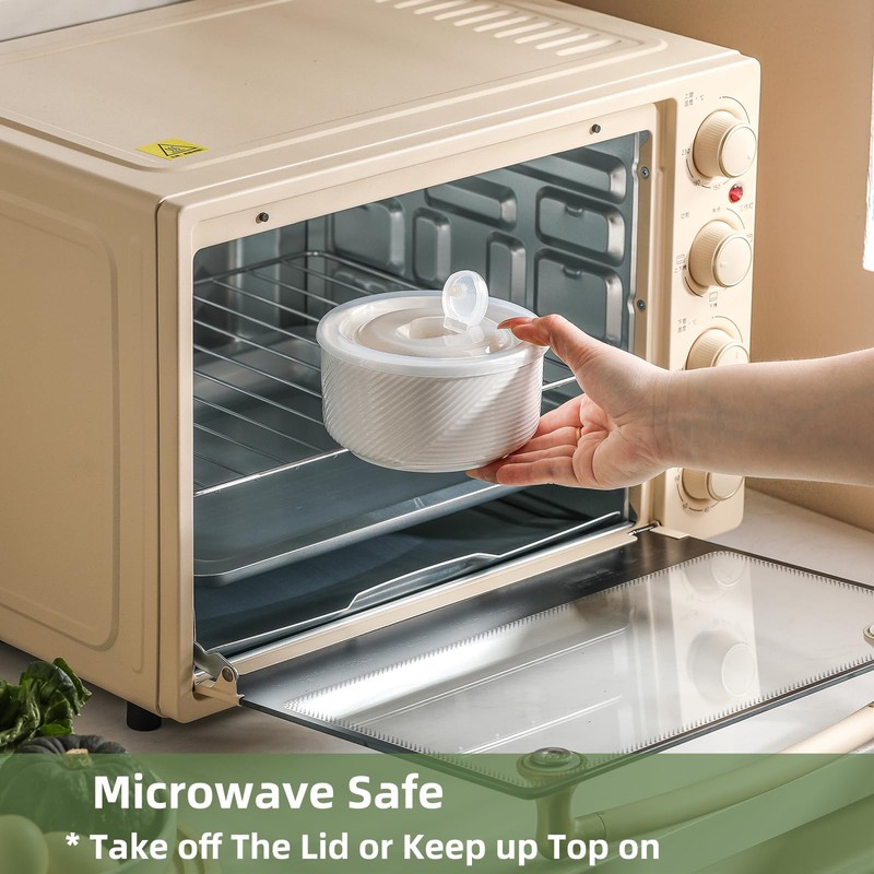 Adewnest Ceramic Nesting Bowls with Lid: Microwave Safe Food Storage