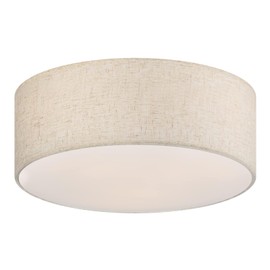 Galtlap 18'' Flush Mount Ceiling Light Modern Farmhouse Drum Ceiling Light Fixture with Linen Fabric Shade 3-Light Drum Ceiling Lighting Round Semi Flush Lighting for Bedroom Hallway Living Room