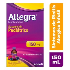 Allegra Suspensión Pediátrica para Rinitis Alérgica y Urticaria 150 ml. Controla los Síntomas de Alergia en niños de 6 Meses a 11 Años