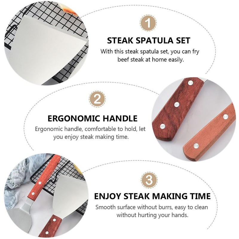 Cabilock 3pcs Stainless Steel Pancake Spatula Set Steak Spatulas Burger