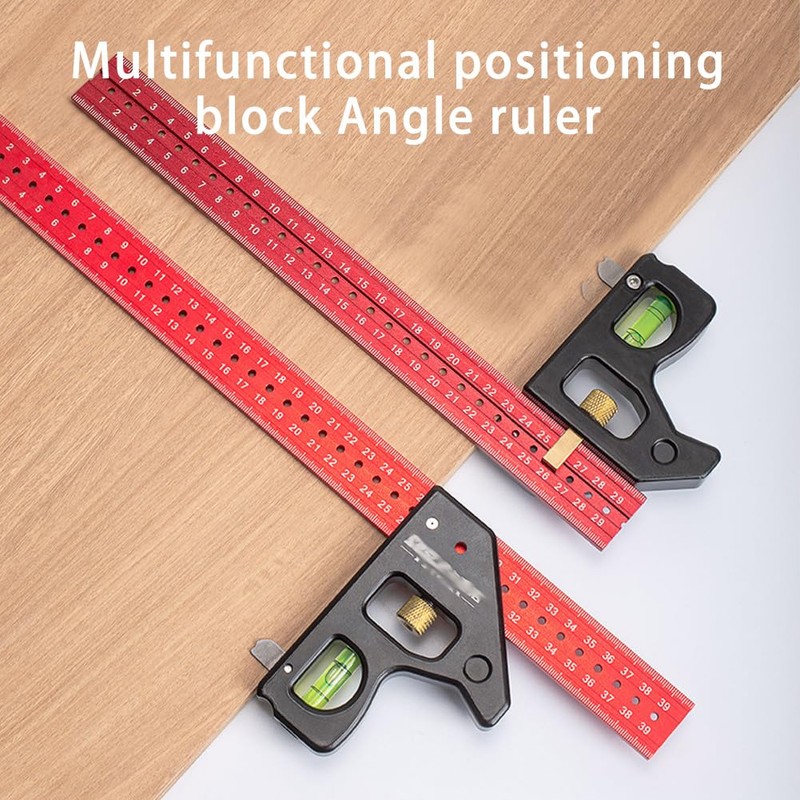 16 Inch Heavy Duty Combination Square, Aluminum Alloy 45°/90°Woodworking Square