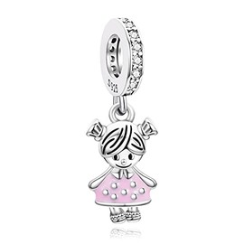 Annmors Charm Christmas Heart Animal Pendant 925 Sterling Silver Bead with Cubic Zirconia for Chamilia European Bracelets Necklace, Mother's Day Christmas Jewellery Gift for Men and Women, Sterling