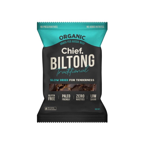 Chief Collagen Grass Fed Biltong - Traditional Beef 6x90g, 12x30g