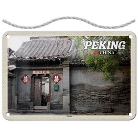 Blechschild mit Kordel 18 x 12 cm Peking China Hutong - Blechemma