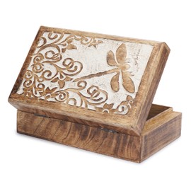 Ajuny Wooden Handcrafted Decorative Box Reptier White And Brown - Multipurpose Use As Jewelry Storage, Watch Box, Great For Gifts