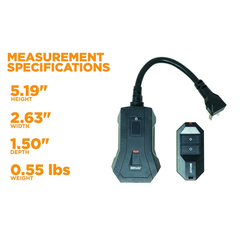 Woods 50125WD Outdoor Indoor Wireless Remote Control Outlet Kit, Electrical