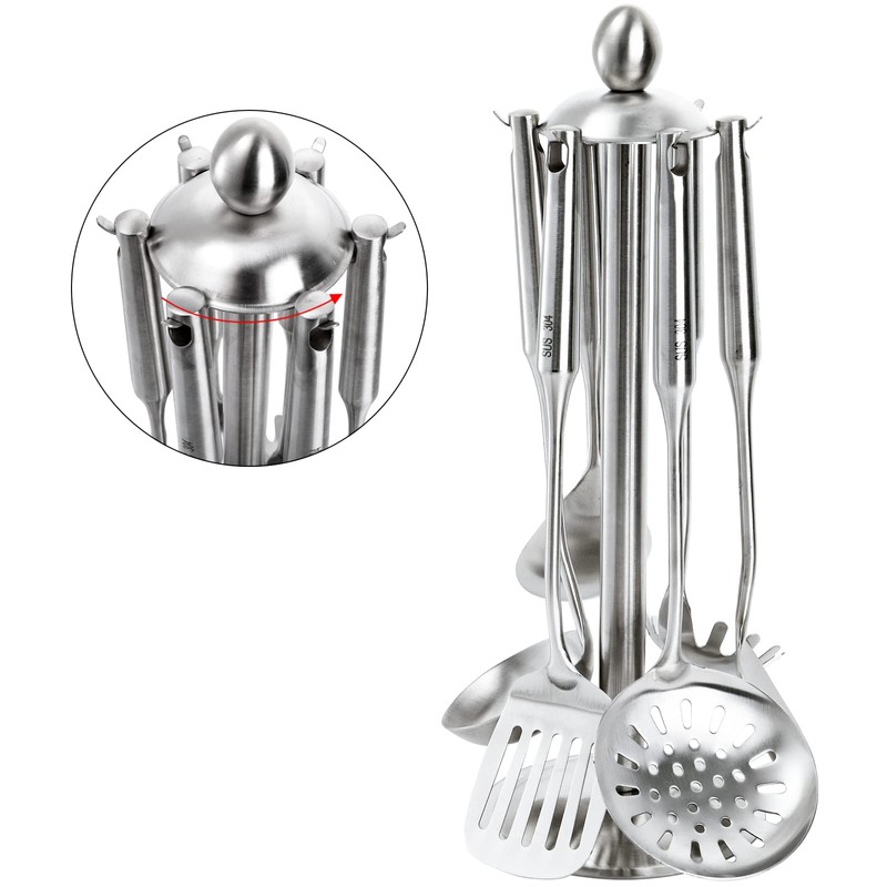 Peohud Set of 7 Kitchen Utensil Set, 304 Stainless Steel