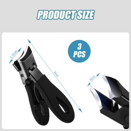 Slanted Nail Clippers with Wide Jaw Opening and Splash Guard, Pack of 3 Nail Clippers Oblique Suitable for Adults and Elderly People Comes with a Nail Kicker