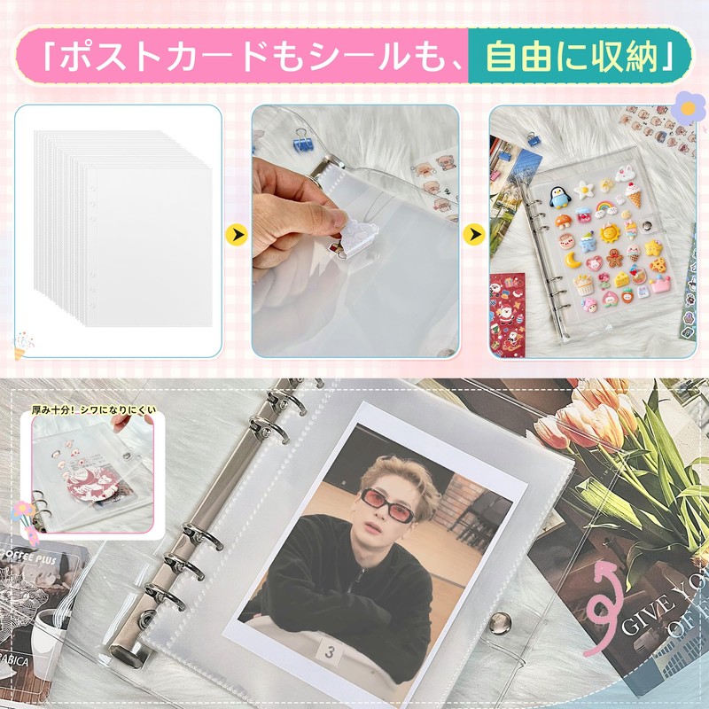 Seal Notebook, A6, Large, Clear, 6-Hole Binder | Includes 20