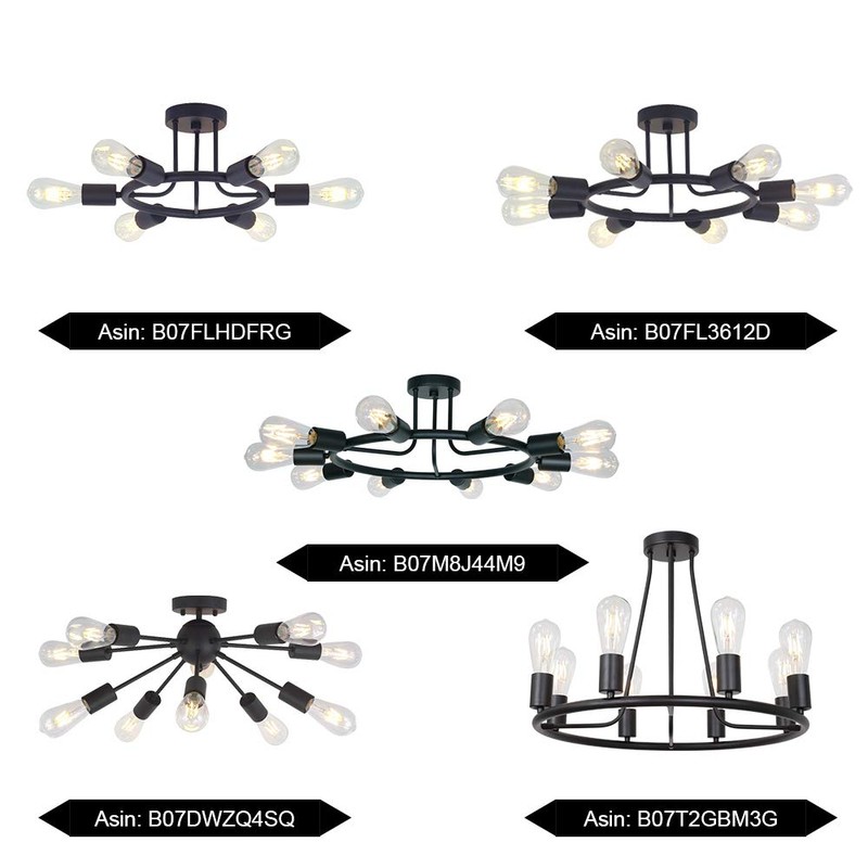BONLICHT 8 Lights Semi Flush Mount Sputnik Ceiling Light Modern