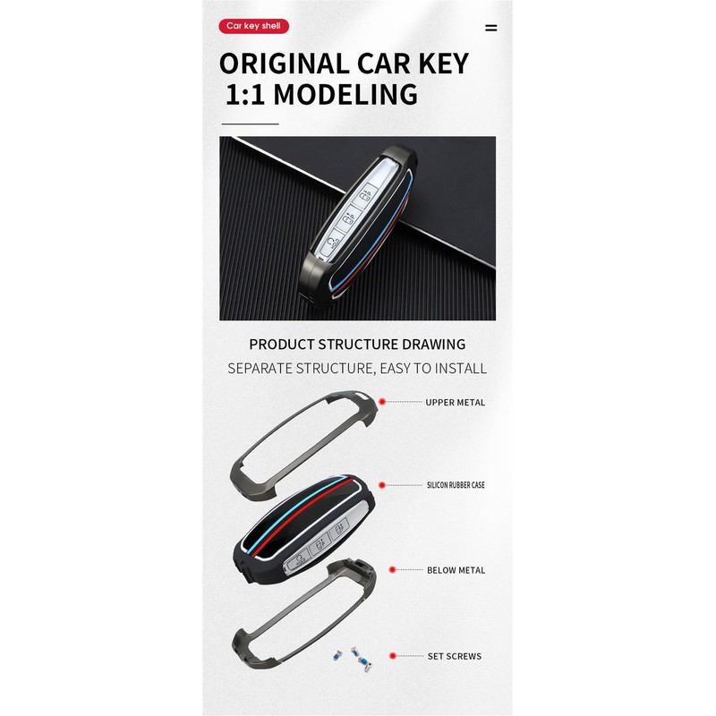 TECART Zinc Alloy Key Fob Cover with Keychain Fit for