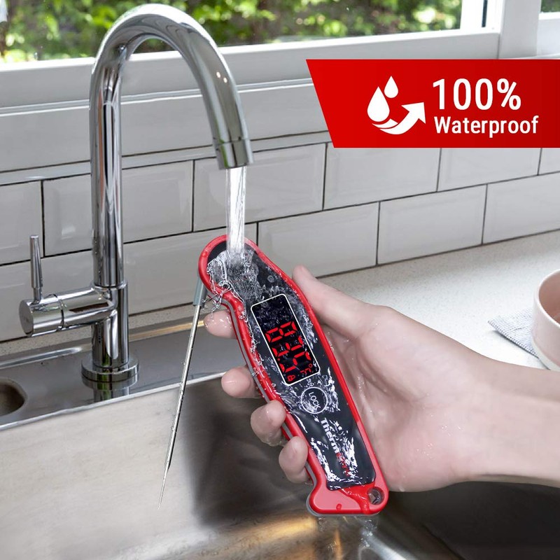 TempPro TP19 Waterproof Digital Meat Thermometer for Grilling with Ambidextrous