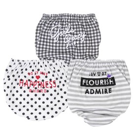 GALOW 1-Point Back Panties, Full Pattern, 3-Piece Set, 100% Cotton, 100-165 For Girls, multicolor
