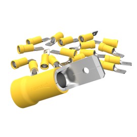 AUPROTEC 25x Flat Connector 4.0-6.0 mm² Yellow / Plug Width 6.3 mm Partially Insulated PVC Male Connector MDD Cable Connector Tin-Plated Brass