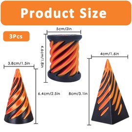 3Pcs Spiral Cone Fidget Toy, Impossible Cone Fidget Toy, Steampunk Whirling Wonder Fidget, 3D Printed Spiral Cone Fidget Toy & Pyramid Passthrough Sculpture for Kids & Adults Stress Relief