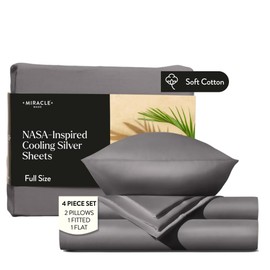 Miracle Made Luxe Soft Cotton Bed Sheet Set, 4-Piece Silver-Infused Cooling Fabric – Lightweight, Hypoallergenic Bedding for Hot Sleepers, Queen Size, Stone