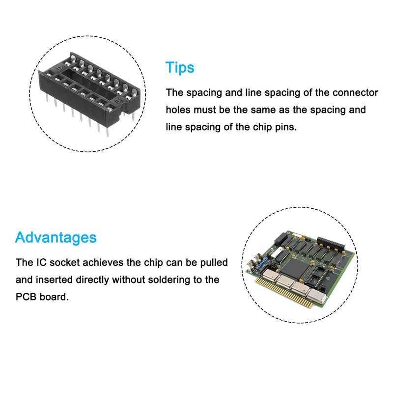 sourcing map 20Pcs DIP IC Chip Socket Adapter, 2.54mm Pitch