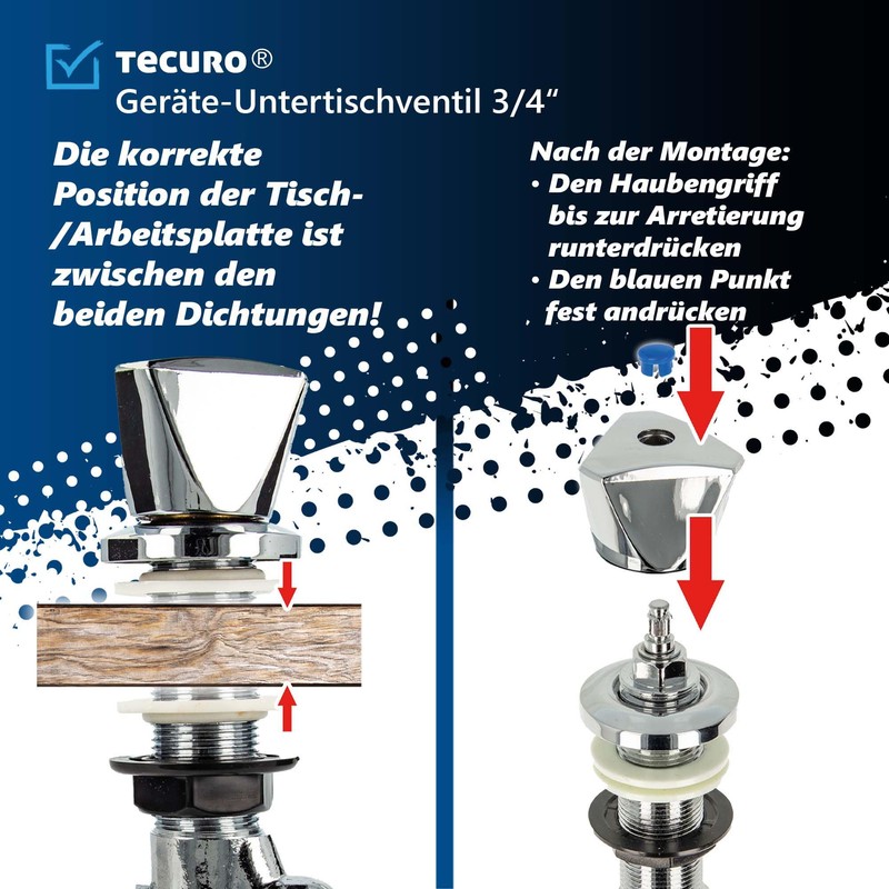 tecuro Device Undersink Valve with Backflow Preventer Inlet 1/2 Inch