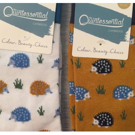 LilyRosa® Hedgehog Socks Ladies Cream Mustard Womens Girls Size 4 to 7 Bamboo (Pack of 2)