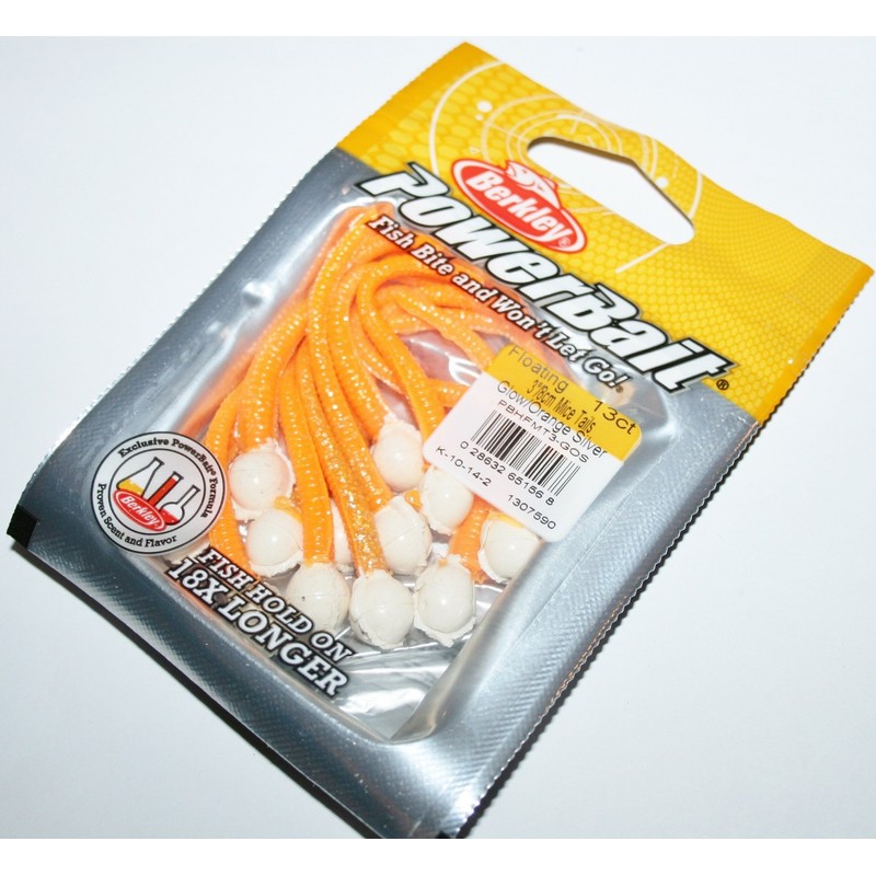 PowerBait Floating Mice Tails Glow/Orange Silver 3in | 8cm