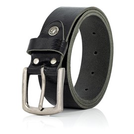 LINDENMANN Men's Buffalo Leather Belt 40 mm Black, black