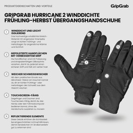 GripGrab Hurricane 2 Windproof Spring Autumn Bicycle Transition Gloves Padded Non-Slip Cycling Gloves