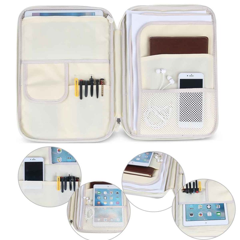 JAKAGO A4 Document Case,Multi-Pocket Document Holder,A4 Zip Portfolio,Professional Document Folder