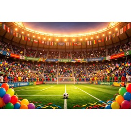 Canessioa Soccer Field Backdrop 10x8ft Spotlight Super Football Field Backdrop for Game Day Championship Celebrations Birthdays & Photo Booths Wall Decoration
