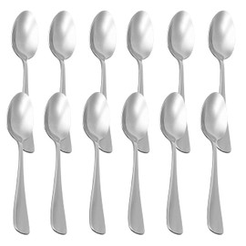 Dessert Spoons Set of 12 Dessert Spoons Teaspoon Ice Cream Coffee Cocktail Stainless Steel Shiny Minimal Collection (Dessert Spoon)