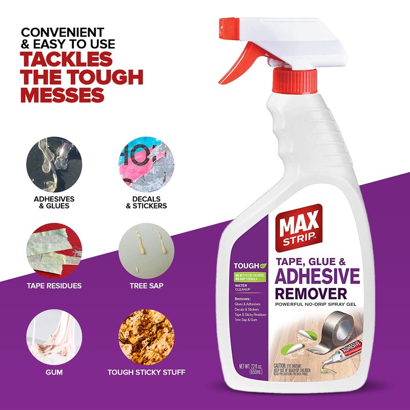 Max Strip Tape, Glue & Adhesive Remover 22oz | Fast-Acting