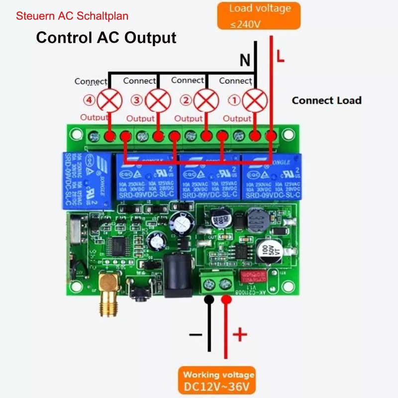 Wireless Remote Control Switch DC 12 V 24 V 36
