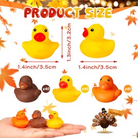 Glimin 120 Pcs Thanksgiving Rubber Ducks Fall Autumn Thanksgiving Floating Bathing Toy Squeak Ducks for Autumn Themed Party Swimming Pool Decoration Gift School Class Game Prizes (1.4 Inch)