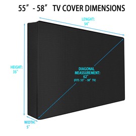 Waterproof Outdoor TV Covers for 55 to 58 inches Outside TV, 600D Thick Fabric TV Screen Protector Cover with Remote Control Pocket - Size 55''W x 35''H x 5.5''D