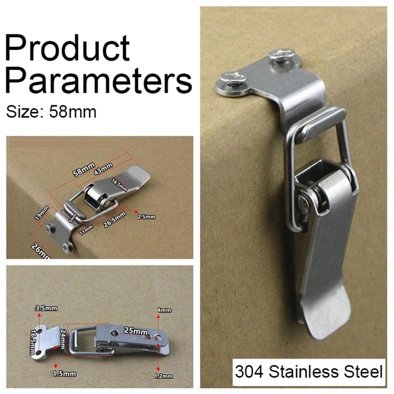 2PCS Stainless Steel Tension Clasp, 58mm Spring Loaded Toggle Latch,