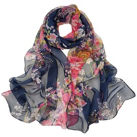 Pokeedioty Scarfs for Women Lightweight Fashion Scarves Elegant Floral Pattern Sheer Scarfs (Y-181)