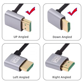 CY Cable HDMI 2.1 Ultra Thin HDTV Cable 8K 4K Hyper Super Flexible Slim Cord Down Angled to Up Angled 90 Degree Type-A for Computer HDTV (50cm)