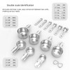 7x Stainless Steel Measuring Cups with 6x Measure Spoons Set,4x