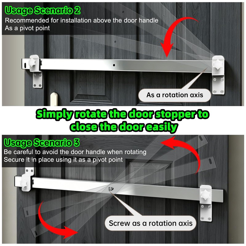 38" Stainless Steel Door Security Bar, Fits Doors 33"-36" Wide