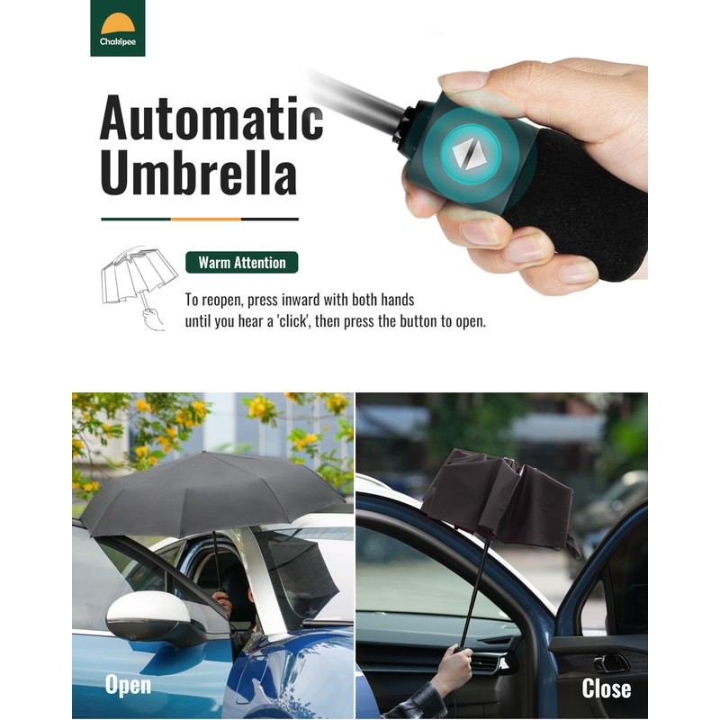 Chakipee Compact Automatic Umbrella For Men and Women Windproof 8