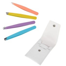 Uqingo Pinzetten Set, 4 Pinzetten aus Edelstahl, Augenbrauenpinzette Profi mit handgeschliffenen Spitzen, Zupfpinzette Splitterpinzette Spitzpinzette, Gerade Schräge Spitze Pinzette - 4 Farben