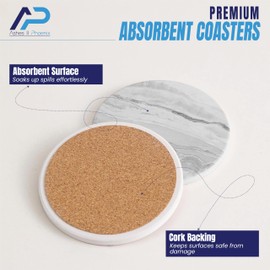 Coaster for Cups Set of 4 with Holder-Modern Round Coasters-Absorbent Coffee Coaster for Bedroom Drinks-Bar -Cute Decor Gift for Dining Table-Diatomite Stone